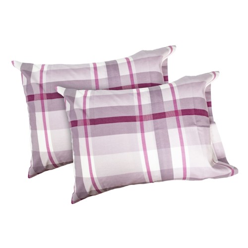 Set 2 fete de perna Bosfor Decor, model carouri, policoton, mov, dimensiune 50 x 70 cm